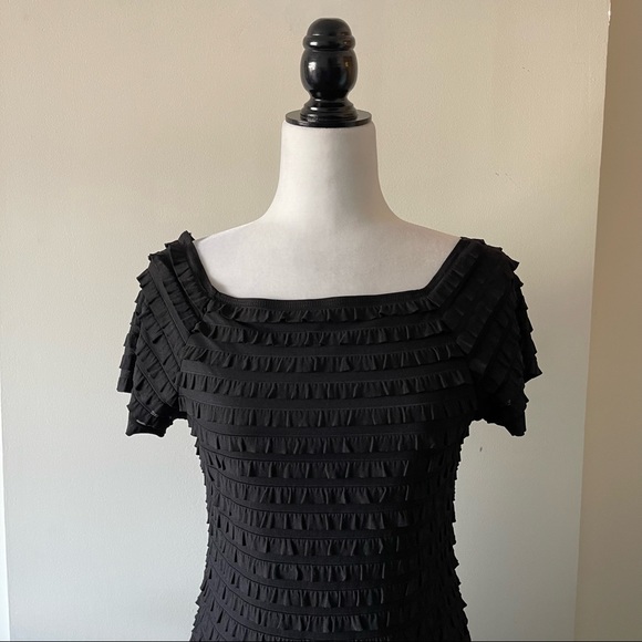 90s vintage Little Black Dress cocktail body on ruffles tiers - Picture 6 of 9